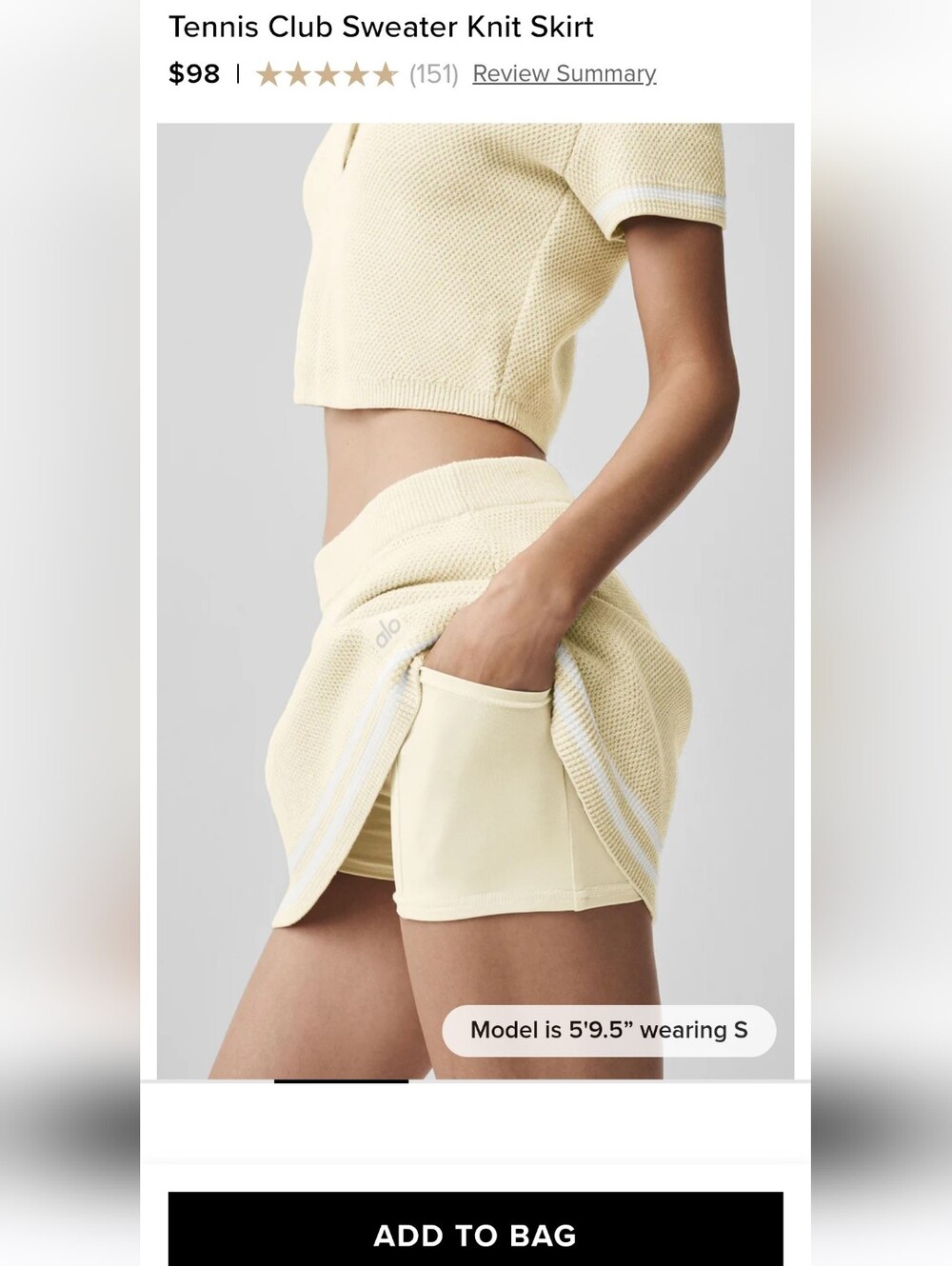 ALO Yoga Cream Sweater-Knit Mini Skirt with Contrast Trim